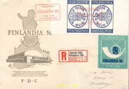 209632 USED FINLANDIA 1956 EXPOSICION FILATELICA Y CENTENARIO DEL PRIMER SELLO - Usati