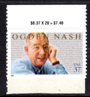 USA - 2002 37c OGDEN NASH SELF-ADHESIVE STAMP FINE MNH ** SG 4172 - Unused Stamps