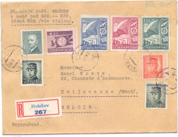 Omslag Enveloppe - Recommandé Aangetekend Ceskoslovensko Tsjechoslovakije - Holesov - Zwijnaarde Belgie - Covers