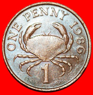 * GREAT BRITAIN (1985-1990): GUERNSEY  1 PENNY 1986 CRAB FAO! ELIZABETH II (1953-2022)  · LOW START · NO RESERVE! - Guernesey