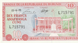 Burundi 10 Francs, 1970 P-20b  UNC - Burundi