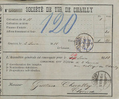 Cotisation Société De Tir De Chally Sur Montreux 1888 Ordre Du Jour De L'assemblée Chevalley Chernex - Cartes De Membre