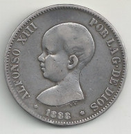 ESPAGNE - 5 Pesetas - 1888 - Argent - TB/TTB - Monnaies Provinciales