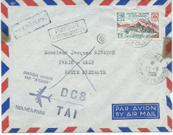 LETTRE PAR AVION 1960 AVEC CACHET PREMIERE LIAISON PAR JETLINER NOUMEA PARIS - Lettres & Documents