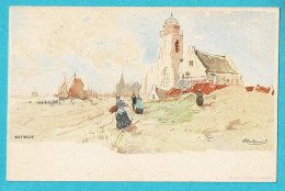 * Katwijk (Zuid Holland - Nederland) * (Dietrich & Cie Editeurs) Dessin, KLEUR, Dunes, Duinen, église, Kerk, Old - Katwijk (aan Zee)