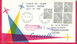 FINLAND - FIRST CARAVELLE  FLIGHT FINNAIR - FROM HELSINKI TO HAMBURG *18.4.60* ON OFFICIAL COVER - Cartas & Documentos