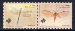 2016 Brazil Geoparks Fossils Insects Aranpe Complete Pair MNH - Unused Stamps