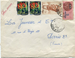 A.O. F. LETTRE PAR AVION AVEC AFFRANCHISSEMENT DONT UN TIMBRE FISCAL DEPART ABIDJAN 22-?-1959 COTE D'IVOIRE POUR LA .... - Covers & Documents