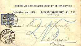 Cotisation Société Vaudoise D'agriculture Et Viticulture 1898 Chevalley Chernex - Cartes De Membre