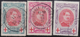Belgie  .   OBP    .    132/134     .    O     .   Gestempeld     .   /   .    Oblitéré - 1914-1915 Red Cross