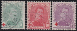 Belgie  .   OBP    .    129/131    .    O     .   Gestempeld     .   /   .    Oblitéré - 1914-1915 Croix-Rouge