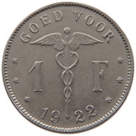 BELGIUM 1 FRANC 1922 #a046 0049 - 1 Frank