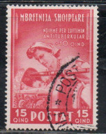 ALBANIA 1943 PRO OPERE ANTI TUBERCOLARI ANTITUBERCOLARI TUBERCOLOSI TUBERCULOSIS 15q + 10q USATO USED OBLITERE' - Albania