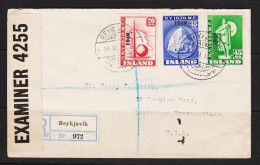 1939. ISLAND. NEW YORK WORLD FAIR. 20 + 35 + 45 AUR Overprinted 1940 On Censored Registe... (MICHEL 2018-220) - JF536975 - Brieven En Documenten