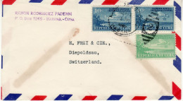 CUBA 1945  AIRMAIL LETTER SENT FROM HABANA TO DIEPOLDSSAU SWITZERLAND - Storia Postale