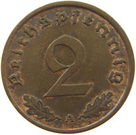 GERMANY 2 PFENNIG 1937 A TOP #a013 0091 - 2 Reichspfennig