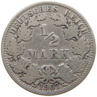 GERMANY EMPIRE 1/2 MARK 1907 A #a069 0191 - 1/2 Mark