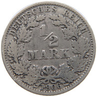 GERMANY EMPIRE 1/2 MARK 1906 A #a073 0323 - 1/2 Mark