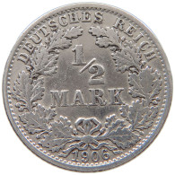 GERMANY EMPIRE 1/2 MARK 1906 A #a057 0305 - 1/2 Mark