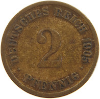 GERMANY EMPIRE 2 PFENNIG 1905 G #a066 0703 - 2 Pfennig