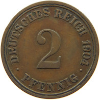 GERMANY EMPIRE 2 PFENNIG 1904 A #s068 0385 - 2 Pfennig