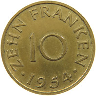 GERMANY WEST 10 FRANKEN 1954 SAARLAND #a047 0497 - 10 Franchi