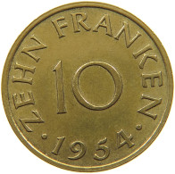 GERMANY WEST 10 FRANKEN 1954 SAARLAND #a047 0489 - 10 Francos