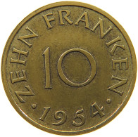 GERMANY WEST 10 FRANKEN 1954 SAARLAND #a047 0485 - 10 Francos