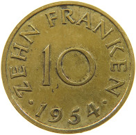 GERMANY WEST 10 FRANKEN 1954 SAARLAND #a021 0181 - 10 Franchi