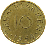 GERMANY WEST 10 FRANKEN 1954 SAARLAND #a021 0165 - 10 Franchi