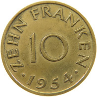 GERMANY WEST 10 FRANKEN 1954 SAARLAND #a021 0173 - 10 Franken