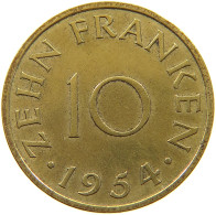 GERMANY WEST 10 FRANKEN 1954 SAARLAND #a021 0169 - 10 Franken