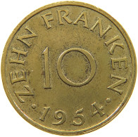 GERMANY WEST 10 FRANKEN 1954 SAARLAND #a021 0159 - 10 Franken