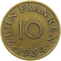 GERMANY WEST 10 FRANKEN 1954 SAARLAND #a021 0157 - 10 Franchi