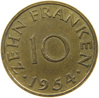 GERMANY WEST 10 FRANKEN 1954 SAARLAND #a021 0139 - 10 Franken