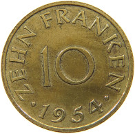 GERMANY WEST 10 FRANKEN 1954 SAARLAND #a021 0141 - 10 Franken