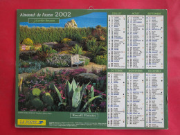 CALENDRIER ALMANACH 2002 LE JARDIN EXOTIQUE DE ROSCOFF FINISTERE GRIMAUD VAR  J.CARTIER BRESSON - Tamaño Grande : 2001-...