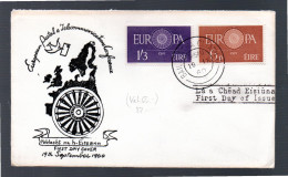 Ireland 1960 Set Europe/CEPT Stamps (Michel146/47) Used On FDC - Brieven En Documenten