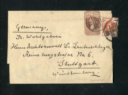 "GROSSBRITANIEN" 1888, Streifband Mit Zusatzfrankatur Nach Stuttgart (0533) - Cartas & Documentos