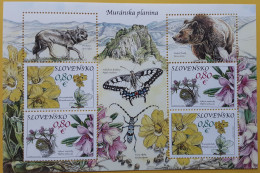 2010 Slovakia Muranska Planina Natural Reserve Flowers Wolf Bear Kleinbogen Miniature Sheet MNH ** - Nuovi