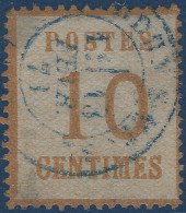 FRANCE Alsace Lorraine FEV 1871 N°5 10c Bistre Oblitéré Française Bleu De VERDUN SUR MEUSE TTB & R - Used Stamps