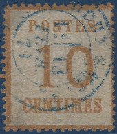 FRANCE Alsace Lorraine FEV 1871 N°5 10c Bistre Oblitéré Française Bleu De VERDUN SUR MEUSE TTB & R - Oblitérés