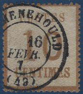 Alsace Lorraine N°5 10c Brun Burelage Renversé Oblitéré Dateur Français De ST.MENEHOULD TTB & R - Used Stamps