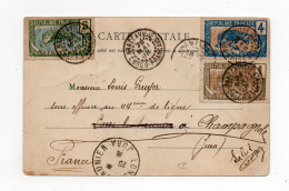 !!! CONGO, CPA DE BRAZZAVILLE DE 1908 POUR LE JURA, AFFRANCH TRICOLORE - Lettres & Documents