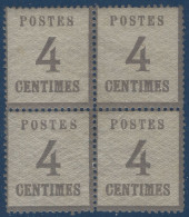 FRANCE Alsace Lorraine N°3a*/** 4c Gris Violet Bloc De 4 Tres Frais SUPERBE & RR - Nuevos