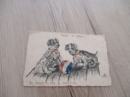 CPA 35 Ille Et Vilaine LLa Guerche De Bretagne Chines Dogs Prtie De Plaisir Fabriquée Avec Des Timbres Unique!!! - La Guerche-de-Bretagne