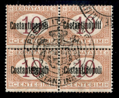 Uffici Postali All'Estero - Costantinopoli - 1922 - 10 Cent (1) - Quartina Usata - Otros & Sin Clasificación