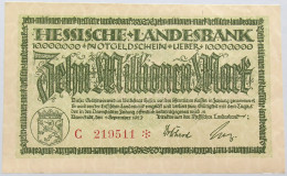 GERMANY 10 MILLIONEN 1923 HESSEN #alb004 0169 - 10 Millionen Mark