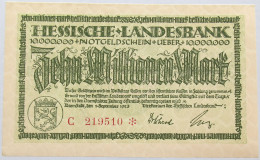 GERMANY 10 MILLIONEN 1923 HESSEN #alb004 0167 - 10 Millionen Mark