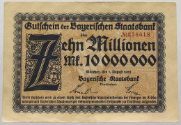 GERMANY 10 MILLIONEN 1923 BAVARIA #alb067 0069 - 10 Millionen Mark